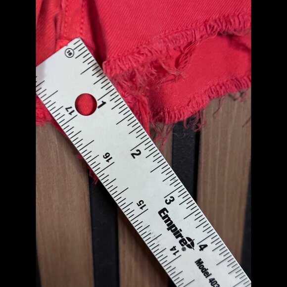 Rag & Bone Jean Mini Shorts 27 Womens Red Pink Frayed Hem Denim - Picture 5 of 9